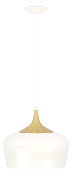 Lampadario A Sospensione Minimal Obregon Acciaio Crema 1 Luce E27