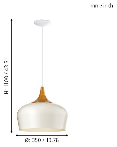 Lampadario A Sospensione Minimal Obregon Acciaio Crema 1 Luce E27