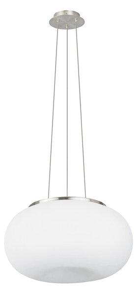 Lampadario A Sospensione Contemporaneo Optica Acciaio Nichel Vetro 2 Luci E27