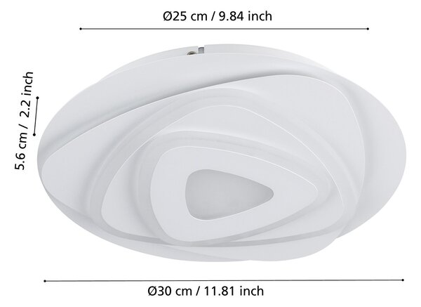 Plafoniera Contemporanea Palagiano Acciaio Bianco Luce Led Integrato 14,7W