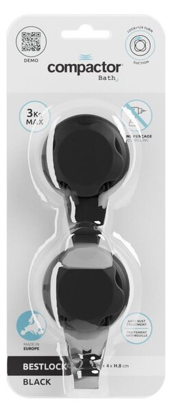 Set di ganci senza foratura neri in acciaio 2 pz Bestlock – Compactor