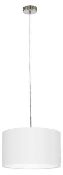 Lampadario A Sospensione Minimal Pasteri Acciaio Nichel Bianco 1 Luce E27