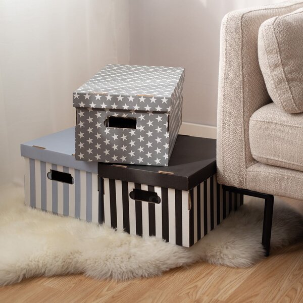 Scatole di cartone con coperchio in set da 2 pezzi Stripes - Compactor