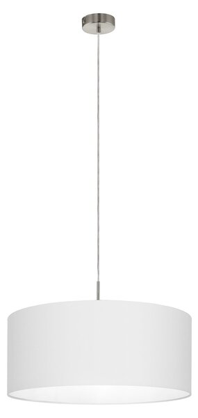 Lampadario A Sospensione Minimal Pasteri Grande Acciaio Nichel Bianco 1 Luce E27