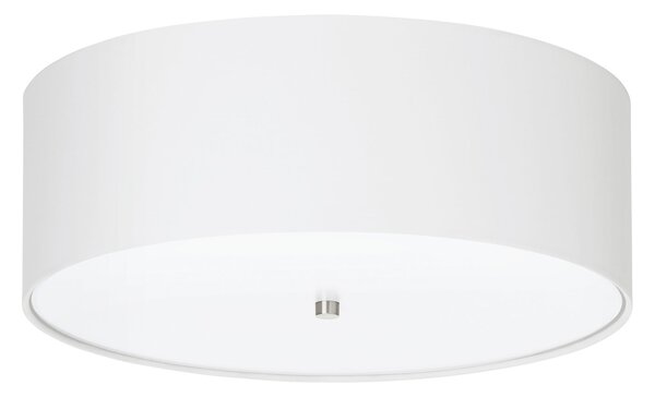 Plafoniera Moderna Pasteri Acciaio Nichel Satinato Bianco 3 Luci E27 Ip20