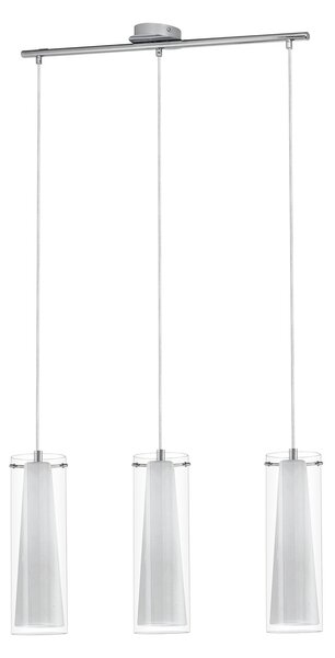 Lampadario A Sospensione Contemporaneo Pinto Acciaio Cromo Vetro 3 Luci E27