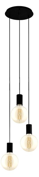 Lampadario A Sospensione Contemporaneo Pozueta Acciaio Nero 3 Luci E27 D33