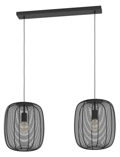 Lampadario A Sospensione Vintage Rinroe Acciaio Nero 2 Luci E27