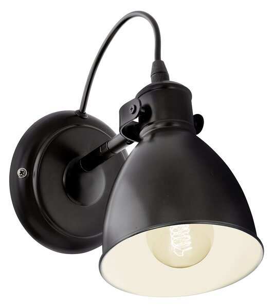 Applique Vintage Priddy Acciaio Nero 1 Luce E27