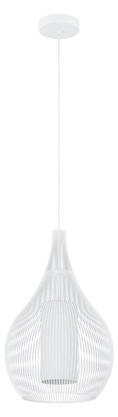Lampadario A Sospensione Contemporaneo Razoni 1 Acciaio Bianco Vetro 1 Luce E27