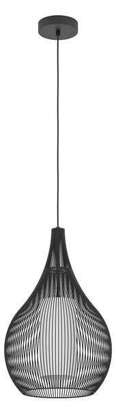 Lampadario A Sospensione Contemporaneo Razoni 1 Acciaio Nero Vetro 1 Luce E27