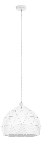 Lampadario A Sospensione Contemporaneo Roccaforte Acciaio Bianco 1 Luce E27 D40