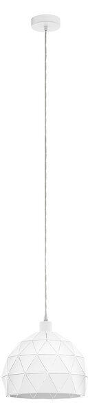 Lampadario A Sospensione Contemporaneo Roccaforte Acciaio Bianco 1 Luce E27