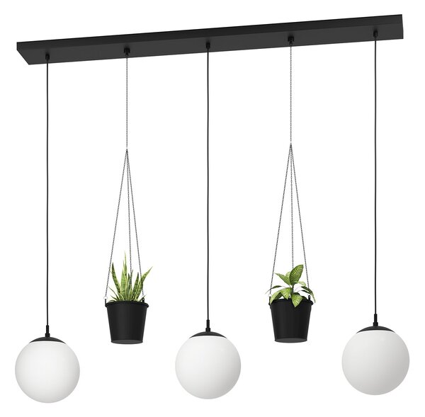 Lampadario A Sospensione Minimal Rondo 3 Acciaio Nero Vetro 3 Luci E27