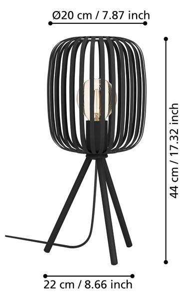 Lampada Da Tavolo Minimal Romazzina Acciaio Nero 1 Luce E27