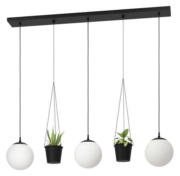 Lampadario A Sospensione Minimal Rondo 3 Acciaio Nero Vetro 3 Luci E27