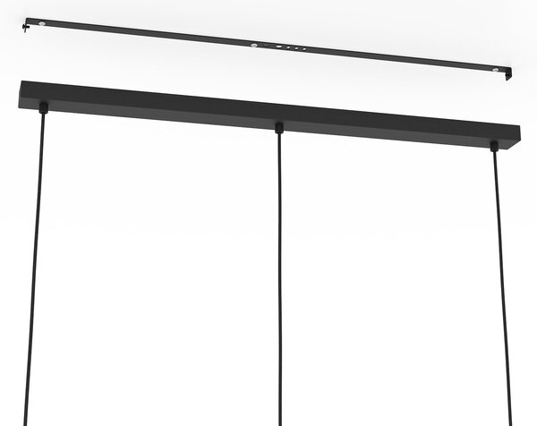 Lampadario A Sospensione Minimal Romazzina Lineare Acciaio Nero 3 Luci E27