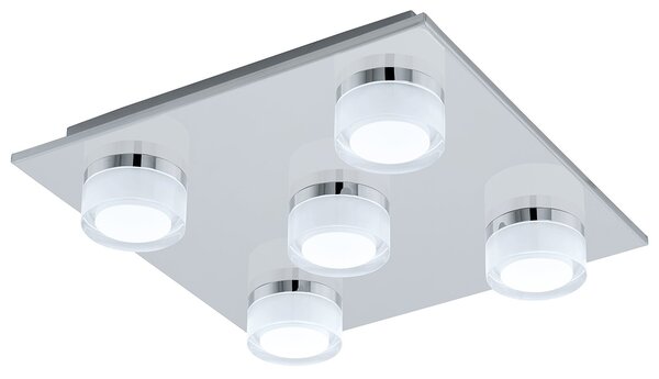 Plafoniera Contemporanea Romendo 1 Acciaio Cromo 5 Luci Led Integrato 5,4W