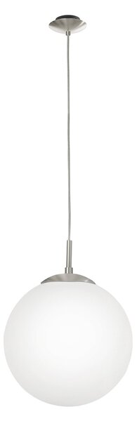 Lampadario A Sospensione Minimal Rondo Acciaio Nichel Opaco Vetro 1 Luce E27