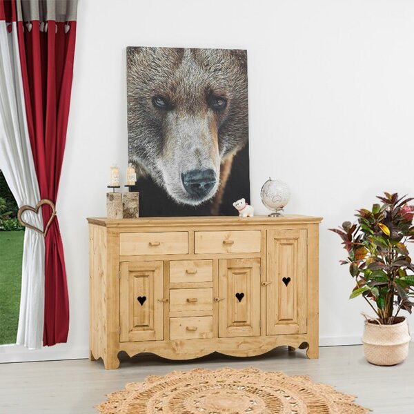 Base credenza 3 ante e 5 cassetti con cuori - LM-C4-1