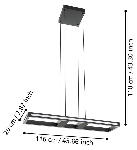 Sospensione Contemporanea Salvilanas-Z Alluminio Nero 1 Luce Led 21W 2700Lm