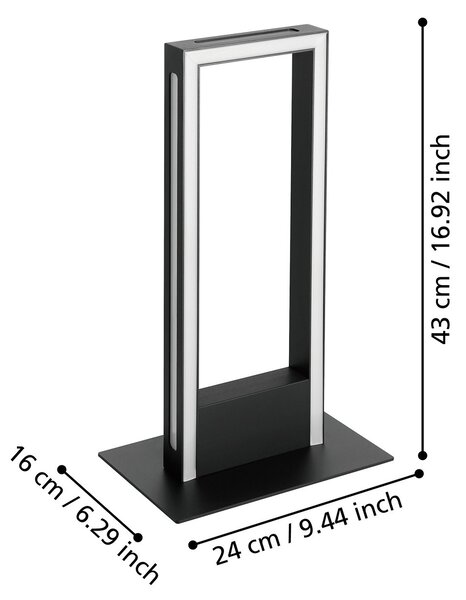 Lampada Da Tavolo Contemporanea Salvilanas-Z Alluminio Nero Led Integrato 16W