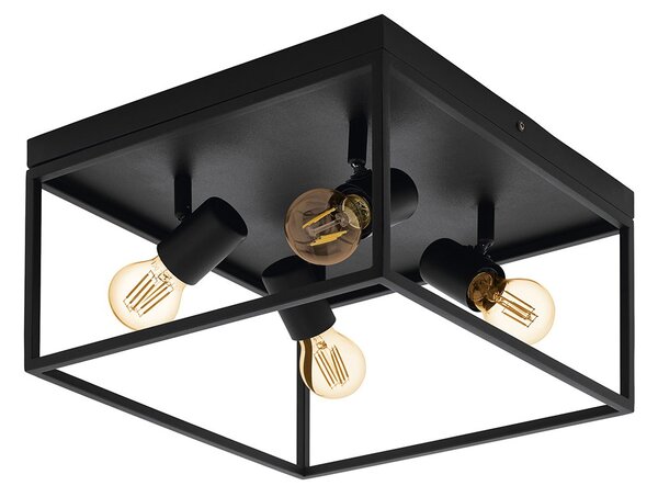 Plafoniera Moderna Silentina Acciaio Nero 4 Luci E27