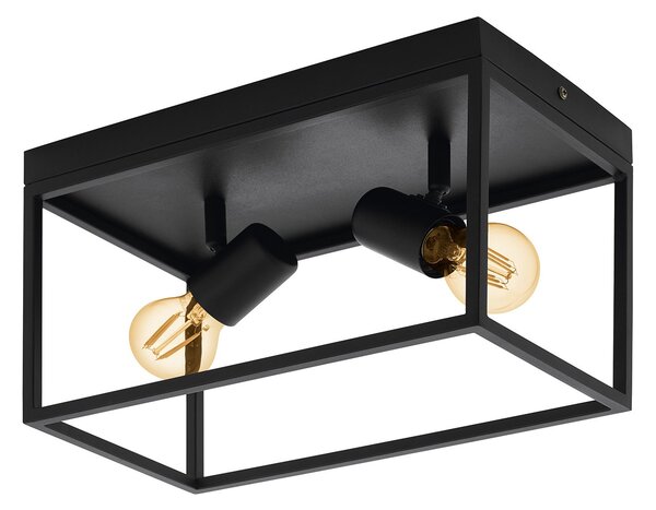 Plafoniera Moderna Silentina Acciaio Nero 2 Luci E27