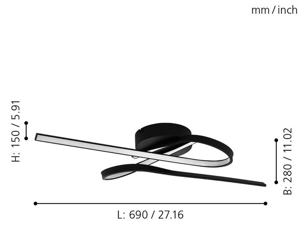 Plafoniera Minimal Selvina 1 Acciaio Nero Luce Led Integrato 19W