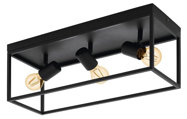 Plafoniera Moderna Silentina Acciaio Nero 3 Luci E27