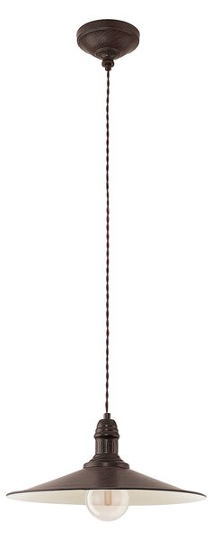 Lampadario A Sospensione Vintage Stockbury Acciaio Marrone Antico 1 Luce E27