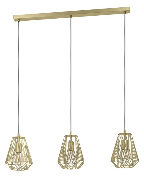 Lampadario A Sospensione Vintage Stype Acciaio Oro 3 Luci E27