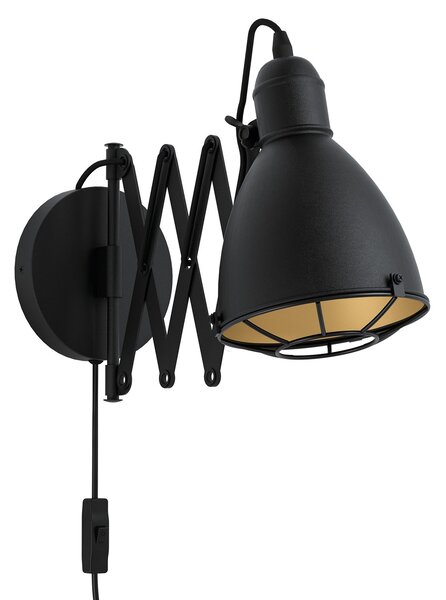Applique Vintage Treburley Acciaio Nero 1 Luce E27