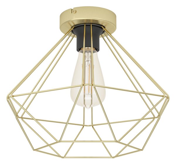 Plafoniera Vintage Tarbes Acciaio Ottone Spazzolato 1 Luce E27
