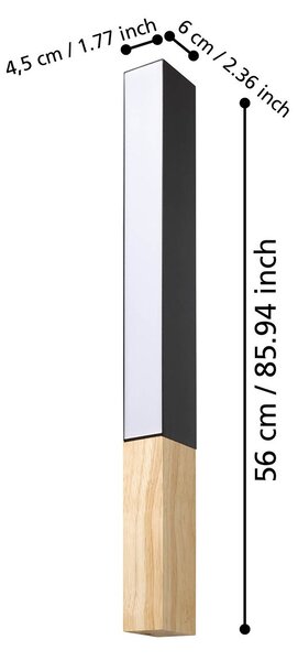 Applique Contemporanea Tudons Alluminio Nero 1 Luce Led Integrato 12W