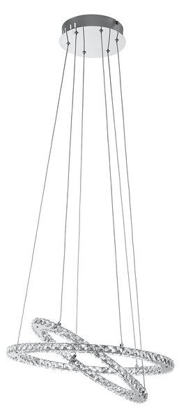 Lampadario A Sospensione Contemporaneo Varrazo Acciaio Cromo 1 Luce Led 29W