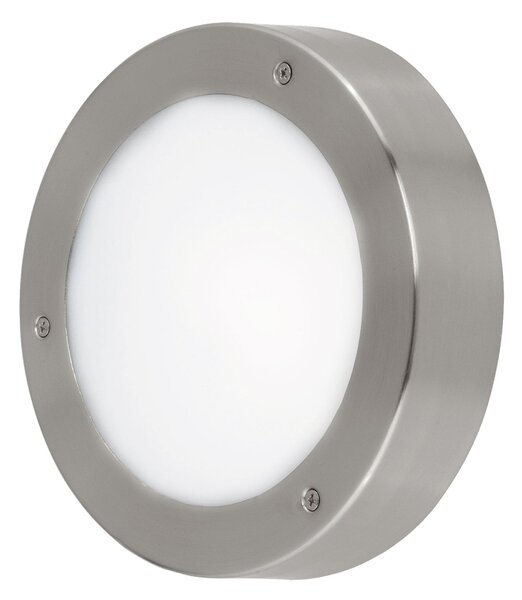 Plafoniera Esterno Moderno Vento 2 Acciaio Argento Policarbonato Bianco Led