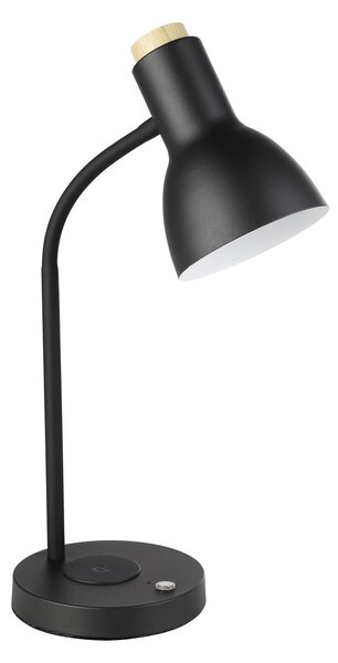 Lampada Da Tavolo Minimal Veradal-Qi Acciaio Nero Luce Led Integrato 5,5W