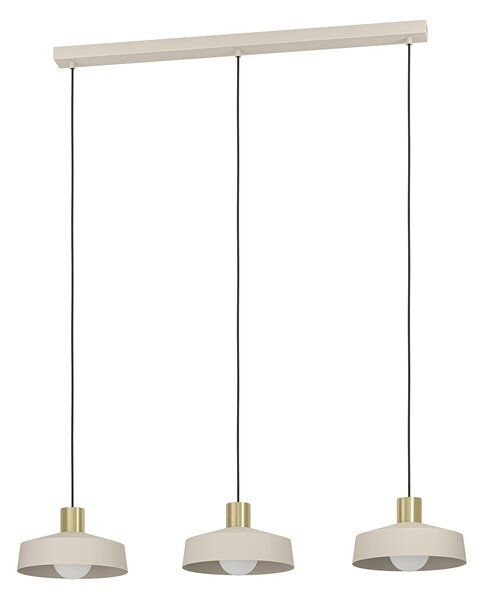 Lampadario A Sospensione Minimal Valdiola Acciaio Sabbia Ottone 3 Luci E27