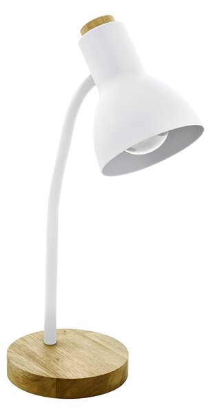 Lampada Da Tavolo Minimal Veradal Legno Bianco 1 Luce E27