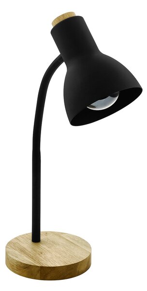 Lampada Da Tavolo Minimal Veradal Legno Nero 1 Luce E27