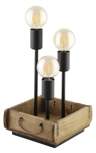 Lampada Da Tavolo Vintage Wootton Legno Marrone 3 Luci E27