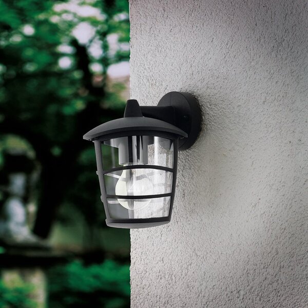 Applique Esterno Moderna Aloria Alluminio Nero Policarbonato Bianco 1 Luce E27