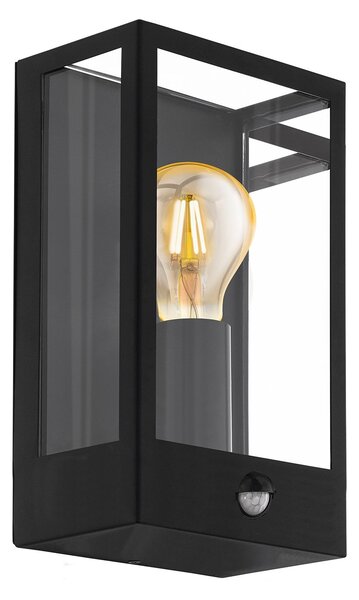 Applique Esterno Contemporanea Alamonte Acciaio Nero Vetro Bianco 1 Luce E27