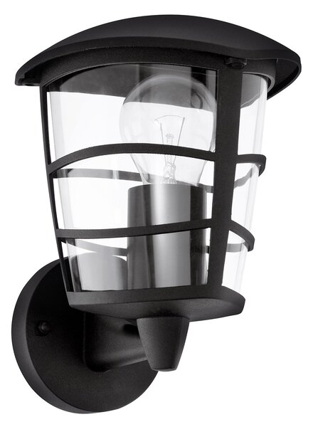 Applique Esterno Moderna Aloria Alluminio Nero Policarbonato Trasp 1 Luce E27