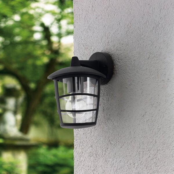 Applique Esterno Moderna Aloria Alluminio Nero Policarbonato Bianco 1 Luce E27