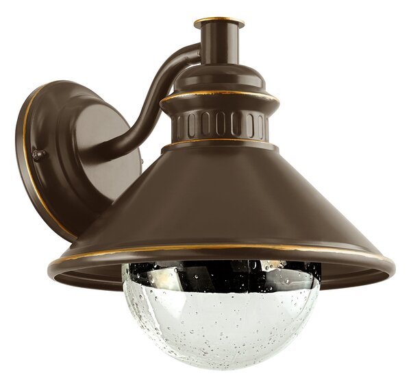 Applique Esterno Classica Albacete Metallo Rame Vetro Bianco 1 Luce E27