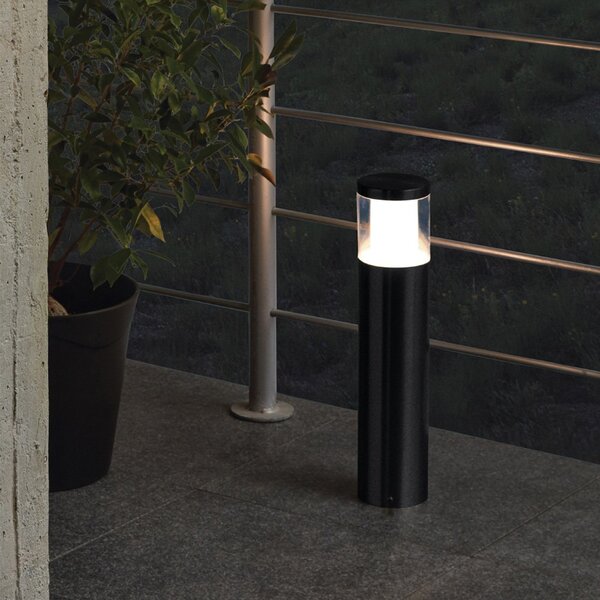 Paletto Esterno Moderna Basalgo-Z Acciaio Nero Policarbonato Bianco Led
