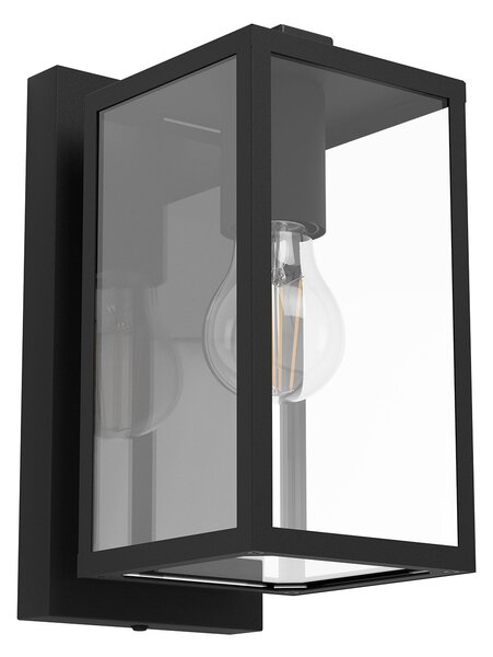 Applique Esterno Contemporanea Budrone Acciaio Nero Vetro Bianco 1 Luce E27
