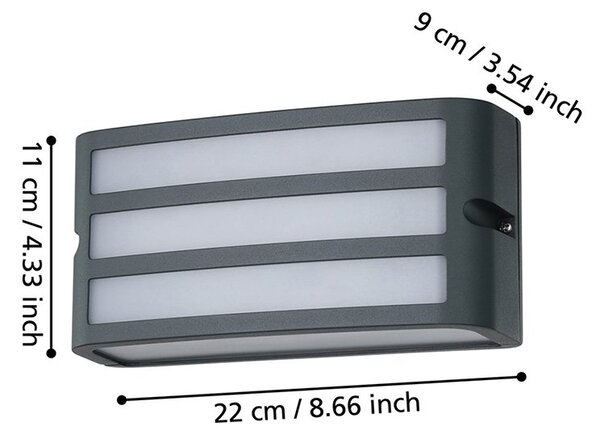 Applique Esterno Contemporanea Camarda Alluminio Grigio 1 Luce E27